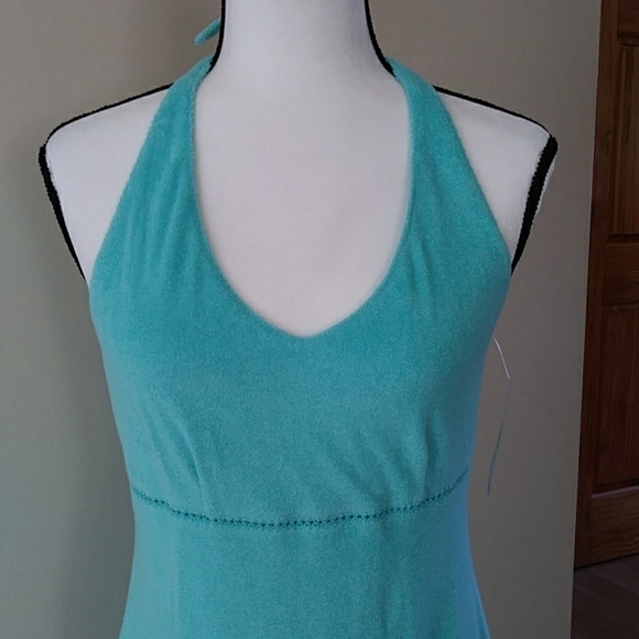 NEW Erika Taylor Intimates Halter Dress / Beach Cover Up Terrycloth S Green - Picture 11 of 16